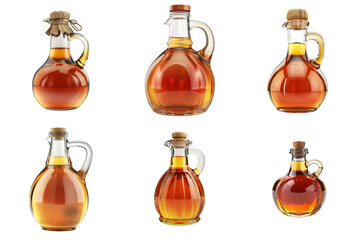 Six Glass Bottles Filled with Amber Liquid