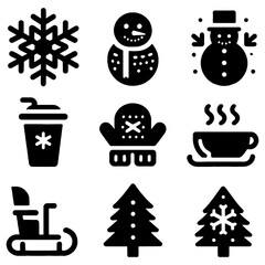 Winter Icons Set, Cozy and Seasonal Designs - Flat Vector Illustration