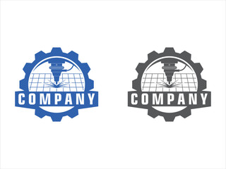 Laser cutting logo with circular gear design template silhouette isolated. CNC machine logo emblem