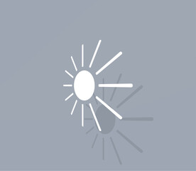 Vector icon of white color with shadow on gray background