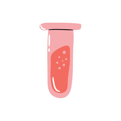A test tube with liquid. Chemical reaction. Laboratory test tubes. Vector illustration