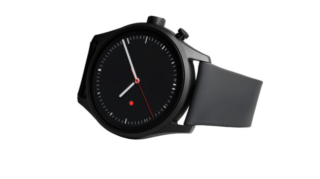 Minimalist Black Smartwatch ut out transparent isolated on white background PNG