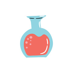 A test tube with liquid. Chemical reaction. Laboratory test tubes. Vector illustration