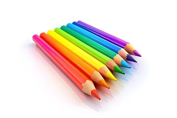 Fototapeta premium Many colorful wooden pencils on white background