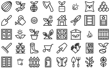 A Collection Of Plantation Shutters A Line Glyphs Icons Silhouette Vector Logo Design Containing Window,Shadow,Plantation,Agriculture,Blinds Vector Illustration Linear Pictogram Pack