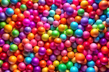 Obraz premium Many colorful big and small random spheres huge pile of colorful matte soft balls in different size