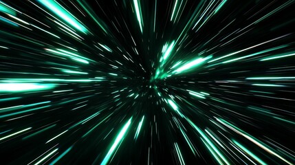 Fototapeta premium Light speed, light beams flying fast from center to edges of screen.A futuristic background with a bright white star explosion. An abstract design for space travel or science fiction concept
