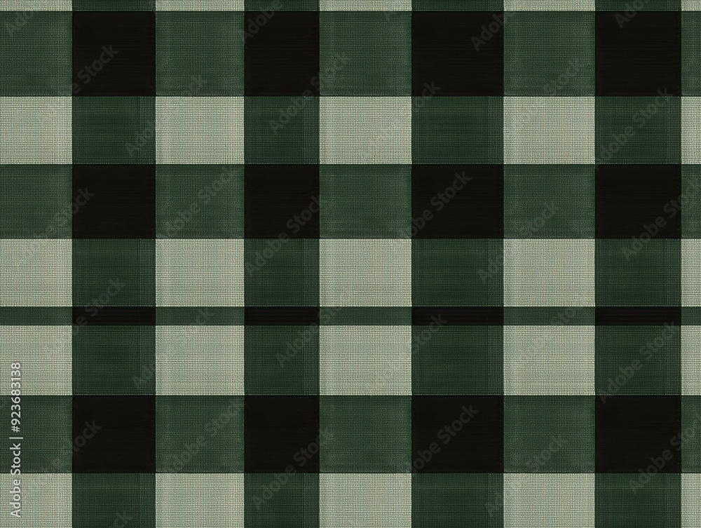 Poster Deep forest green and black checks reminiscent of classic outdoor wear, seamless pattern