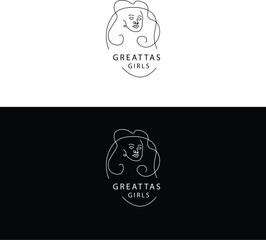 Greattas Girls Abstract  Elegant Line Drawing Logo