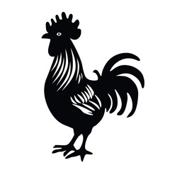 Black Rooster silhouette vector illustration