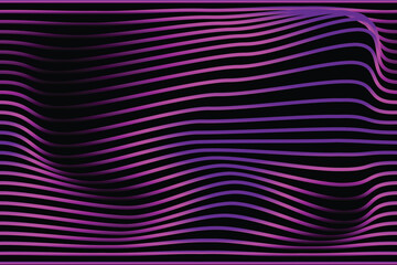 Lines abstract background black and colorful waves pattern. Abstract background. Optical illusion, wavy thin lines.