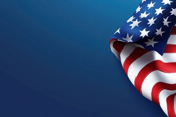 A Corner of the American Flag with Stars and Stripes on a Blue Background