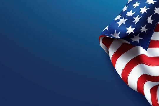 A Corner of the American Flag with Stars and Stripes on a Blue Background