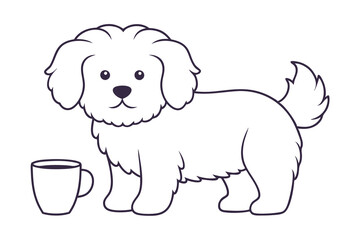 Cute dachshund puppy vector drawing, a black silhouette of a sitting canine