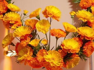 flower, flowers, orange, nature, yellow, garden, plant, bouquet, flora, beauty, spring, blossom, summer, daisy, marigold, bloom, floral, red, beautiful, colorful, petal, autumn, bright, color, bloomin