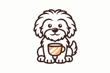 Maltipoo dog drink coffee logo V.eps