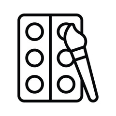 Paint brush with color palette, icon of color palette, painting tools vector