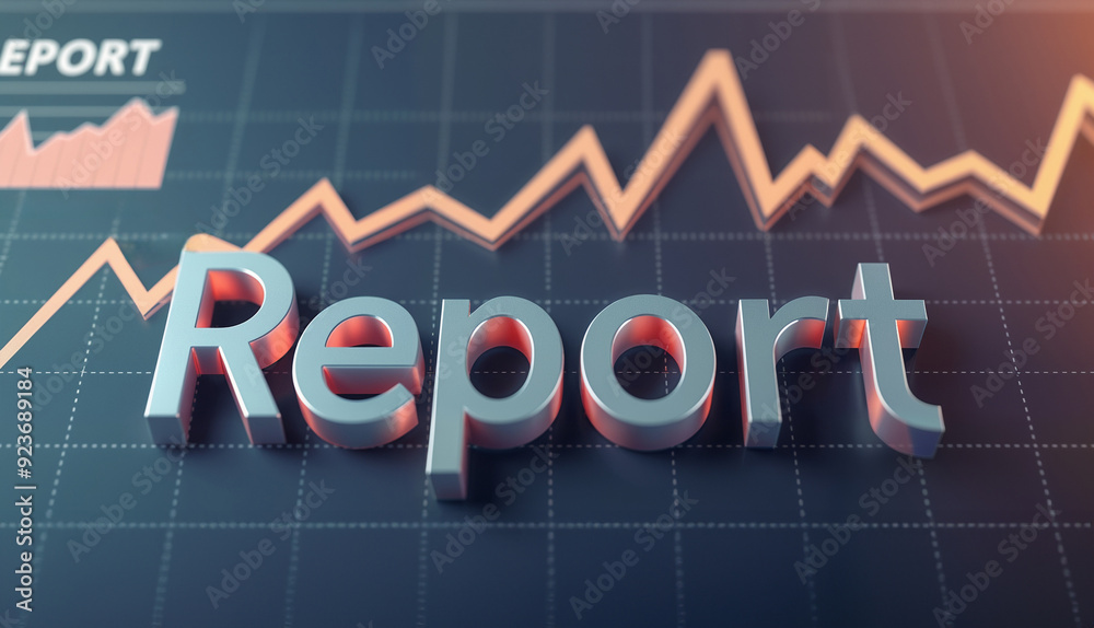 Poster report on a computer screen with a graph in the background. the report is in the center of the scree