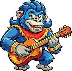 A gorilla playing a guitar cartoon illustration