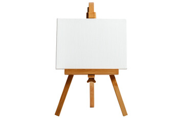 Blank Canvas on Wooden Easel Awaiting Inspiration cut out transparent isolated on white background PNG