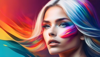 Fototapeta premium Create an abstract composition where vibrant colors and gradients blend seamlessly, representing a dynamic sense of movement and energy.