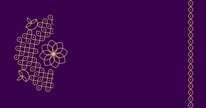 animated Indian Traditional and Cultural pulli or sikku Kolam decor background.