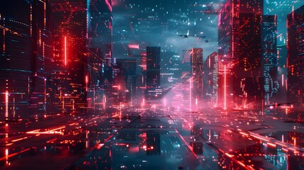 Fototapeta premium A digital world where keyframe interpolation is intentionally disrupted, creating jarring, glitchy transitions between scenes, as if reality itself is skipping frames