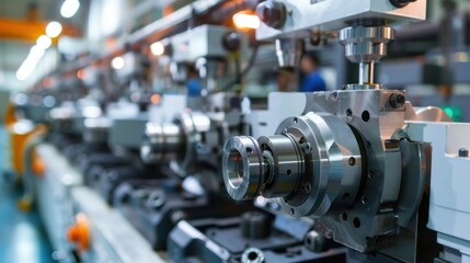 Fototapeta premium Advanced CNC machines in a high-tech workshop