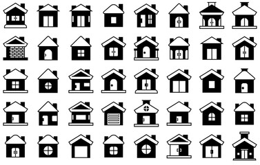 Set Of Home Semi Icons Collection Isolated Silhouette Solid Icons Including Dwelling,Building,House,Home,Residence Vector Illustration Linear Pictogram Pack