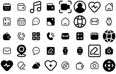 Set Of Linear Home Screen Icons Web Header Banner Design Containing Video,Call,Ui,Message,File Pictograms And Infographics Design Elements Vector Illustration