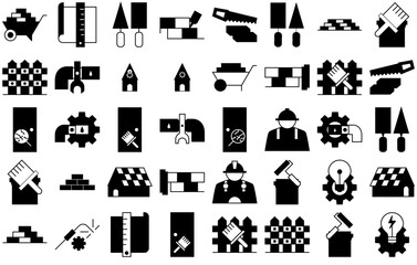 Set Of Linear Home Renovation Icons Web Header Banner Design Containing Renovation,Home,Construction,Renovate,Mason Stroke Icon Collection. Vector Illustration