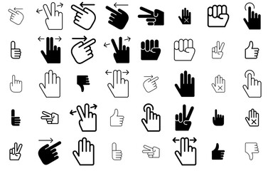 Set Of Linear Hand Vector Symbols Apps, Websites Ui Designs Suitable For Hand,Five,Gesture,Finger,Swipe Business Infographic Elements Logo Vector Illustration