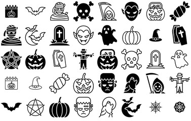 Set Of Halloween Icons Web Header Banner Design Containing Spooky,Halloween,Horror,Costume,Party Outline Icons Collection. Simple Vector Illustration