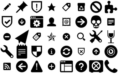 A Collection Of General Icons Web Header Banner Design Containing File,Options,Settings,Note,Setting Simple Black Style Symbol Sign For Apps And Website, Vector Illustration