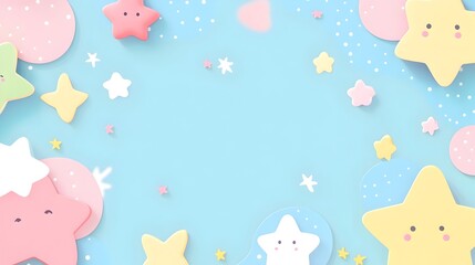 Obraz premium Pastel Starry Sky with Whimsical Colorful Elements