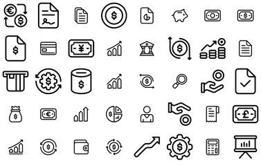 Mega Set Of Vector Finance Icons Web Header Banner Design Containing Finance,Payment,Money,Currency,Cash Vector Icons Illustration Collection
