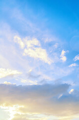 Sunset sky background with pink, purple and blue dramatic colorful clouds, vast colorful sunset sky landscape