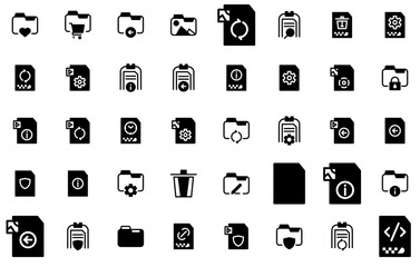 A Collection Of File Management Solid Icons Collection Isolated Silhouette Solid Icons Including File-Management,File,Document,Data,Folder Vector Icons Illustration Collection