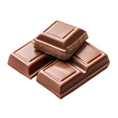 chocolate pieces stacked together isolated on a white background.