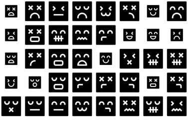 Mega Set Of Vector Emotion Face Box Thirty Two Pon Vector Symbols Apps, Websites Ui Designs Suitable For Face,Emotion,Emoji,Sign,Expression Set Vector Flat Line Icons
