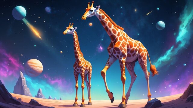 gus the galactic giraffe a giraffe who explores outer game concept cartoon
