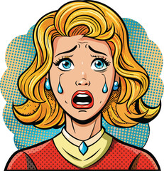 A comic young woman crying illustration