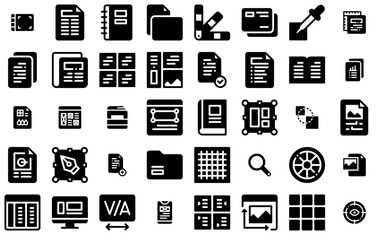 Mega Set Of Vector Editorial Design Icons Silhouette Vector Logo Design Containing Mock-Up,Layout,Edit-Tools,Graphic-Design,Design Vector Illustration Linear Pictogram Pack