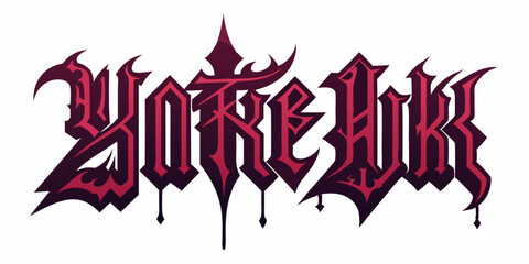 Gothic font, dark tattoo y2k alphabet, medieval letter typography print, dark vintage scary typeface. Rock poster sign, metal music handwriting graffiti, magic calligraphy. Gothic font design 