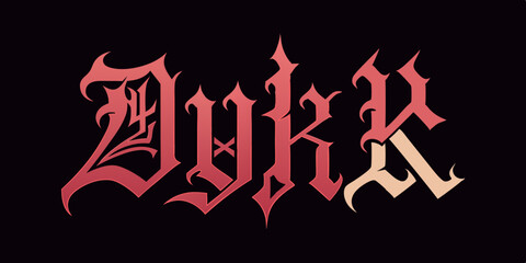 Gothic font, dark tattoo y2k alphabet, medieval letter typography print, dark vintage scary typeface. Rock poster sign, metal music handwriting graffiti, magic calligraphy. Gothic font design 