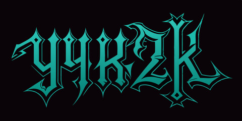 Gothic font, dark tattoo y2k alphabet, medieval letter typography print, dark vintage scary typeface. Rock poster sign, metal music handwriting graffiti, magic calligraphy. Gothic font design 