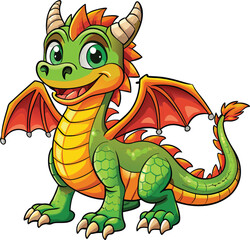 Naklejka premium A dragon cartoon vector illustration