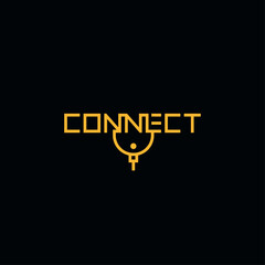 Connect electric plug text logo typographic design.