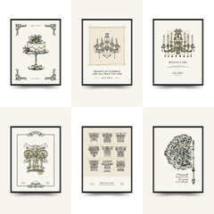 Hand draw la dolce vita posters template. Modern trendy minimal style. Doodle Wallpaper, wall decor, print, postcard, cover, template, banner. summer holidays in the village of Provence.