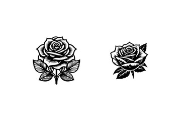 Set of Rose silhouette vector illustration.